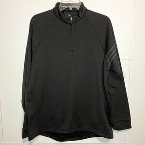 Adidas Golf Climalite Mens Medium 1/4 Zip Long Sleeve Pullover 3 Stripe Black